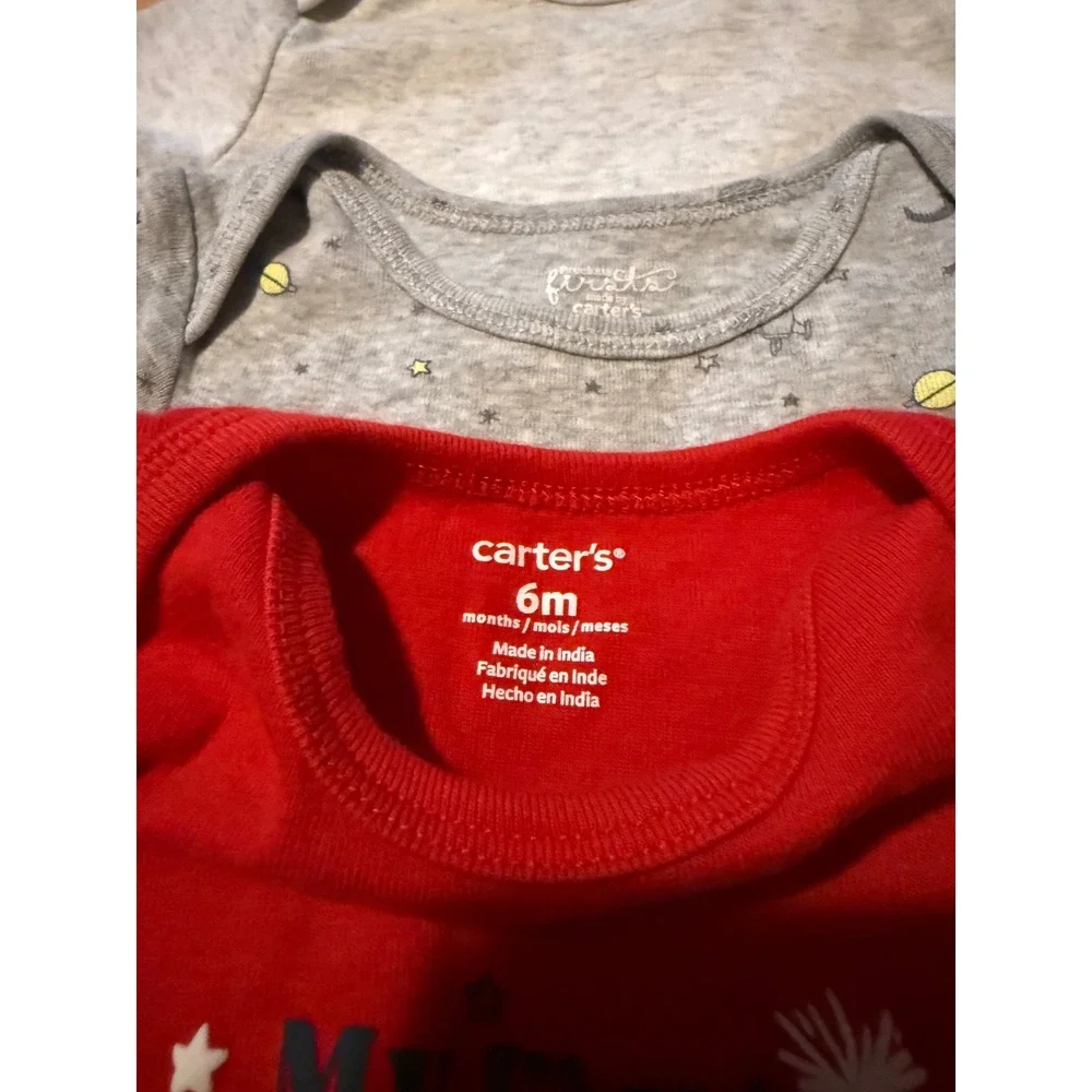 Carter's Disney Baby Bodysuits Lot 4 6M Fourth of July 101 Dalmatians Grey Red